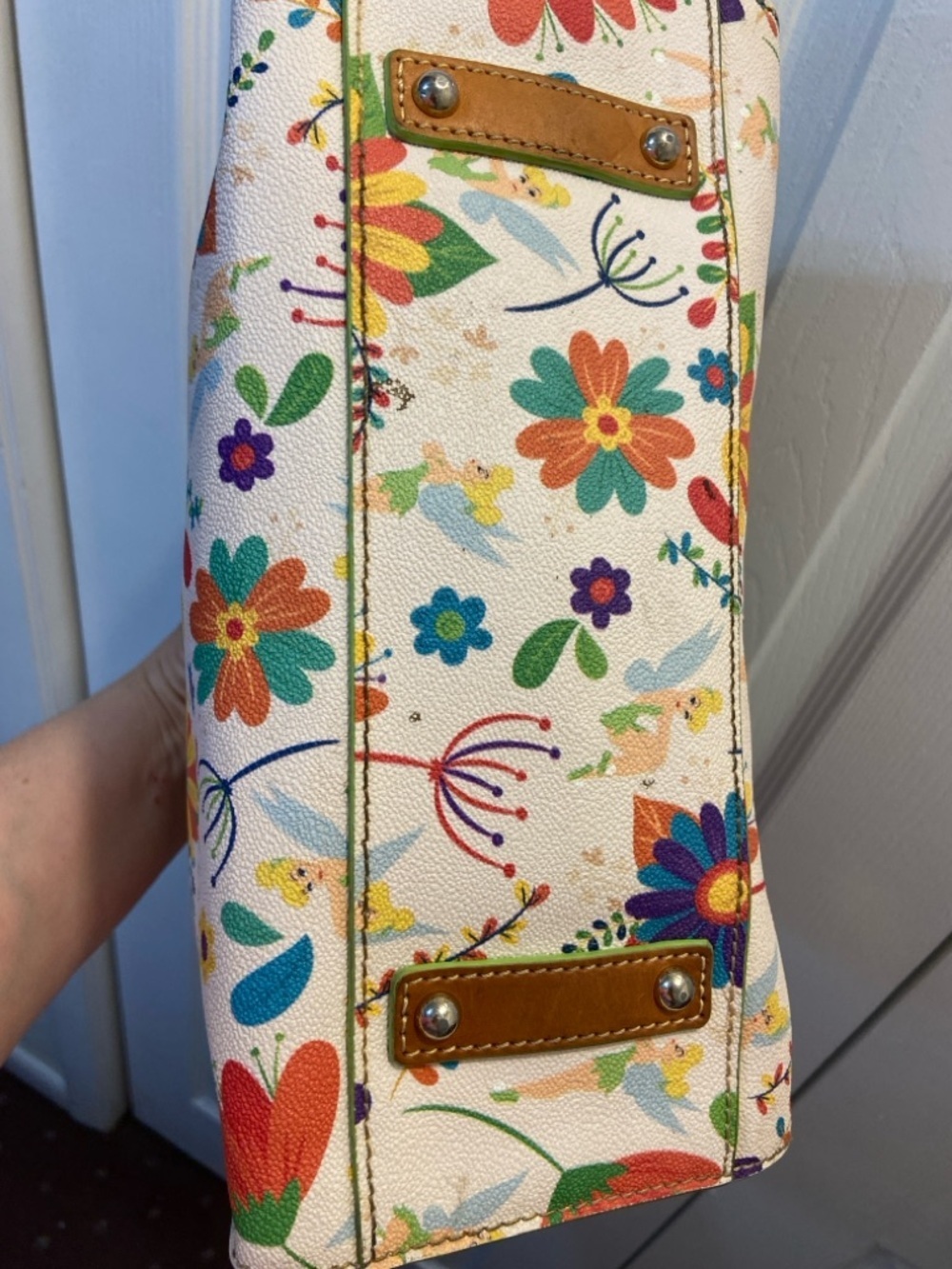 Disney Parks Dooney & Bourke Tinker Bell Flower Shopper Tote Bag Flaw - Picture 9 of 16